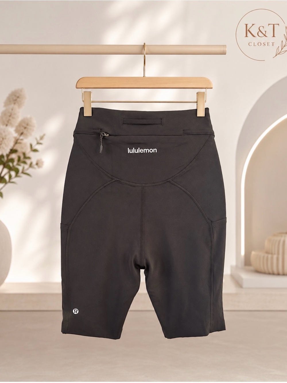lululemon athletica Black Mid-Rise Bike Shorts with Zip Pocket